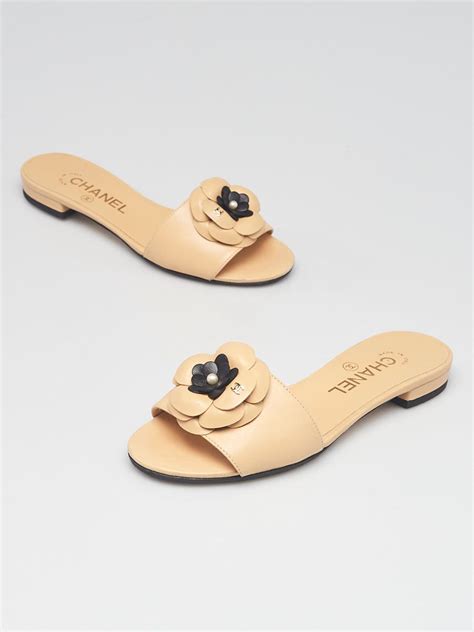 chanel camellia flat sandals|chanel camellia slide sandals.